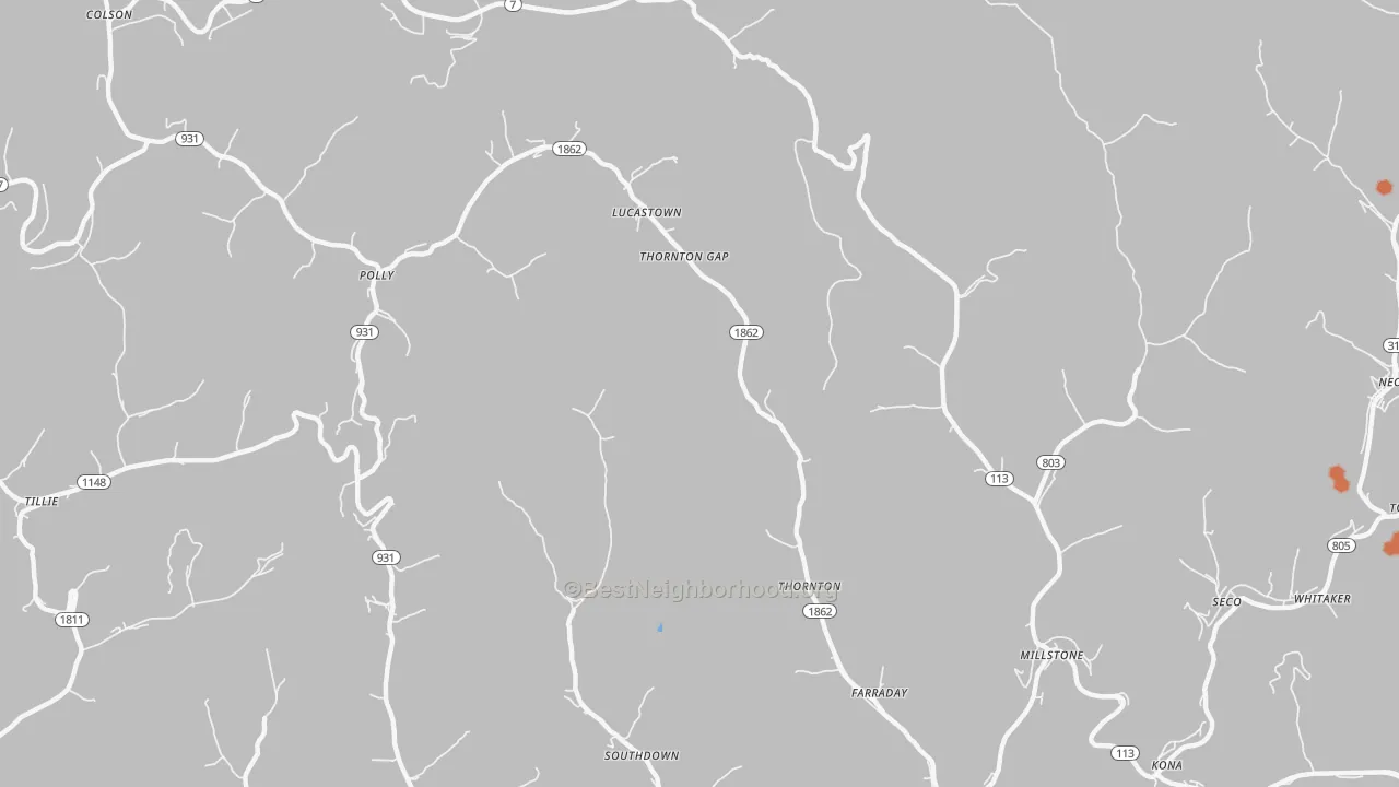 Bike Grade map of 41855, KY