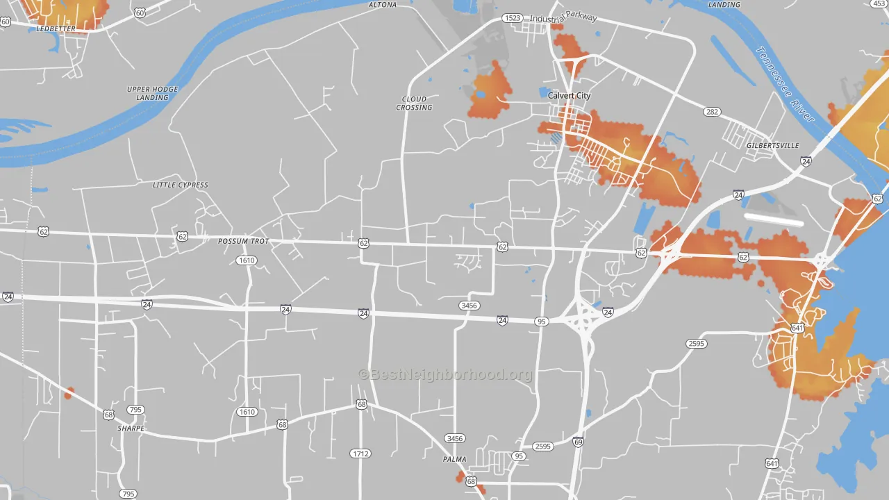Bike Grade map of 42029, KY