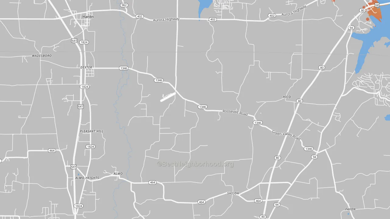 Bike Grade map of 42036, KY
