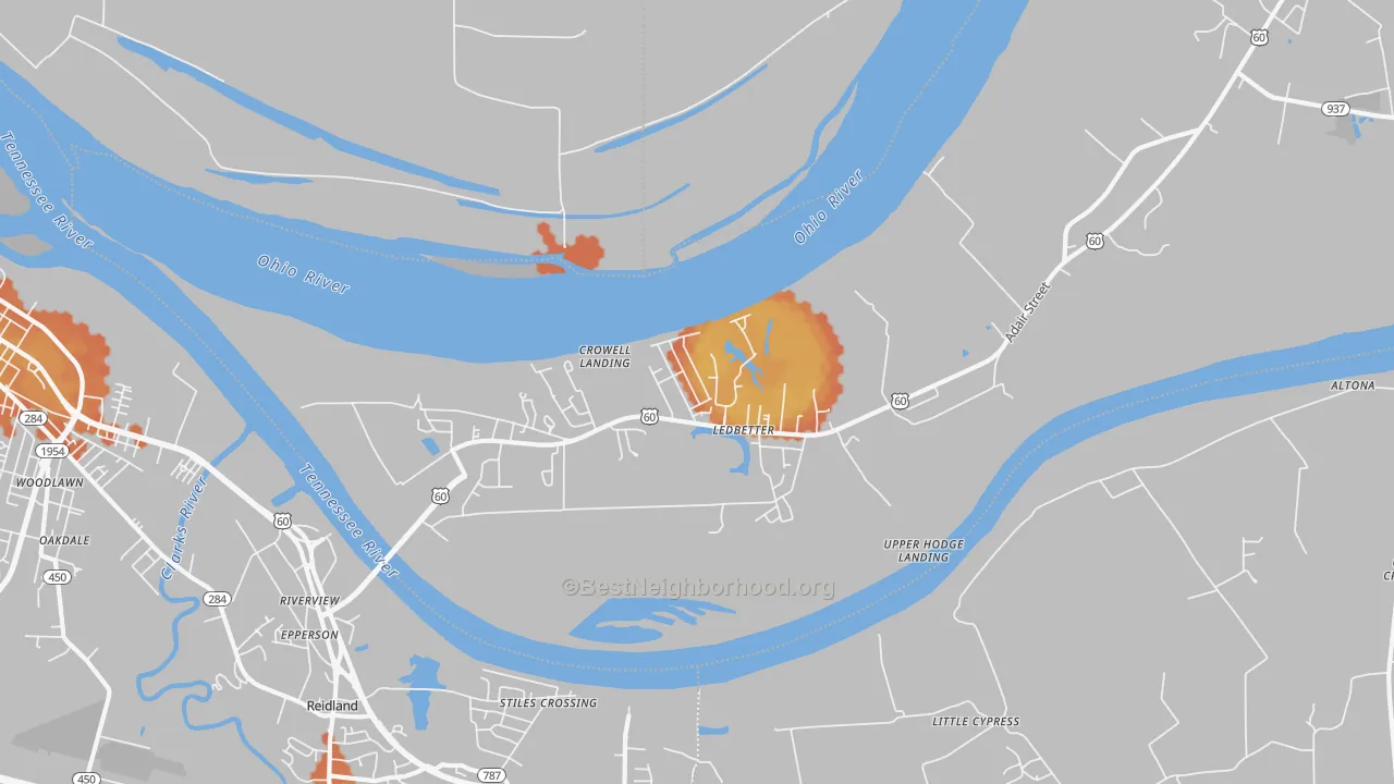 Bike Grade map of 42058, KY