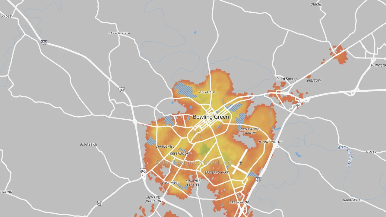 Bike Grade map of 42101, KY