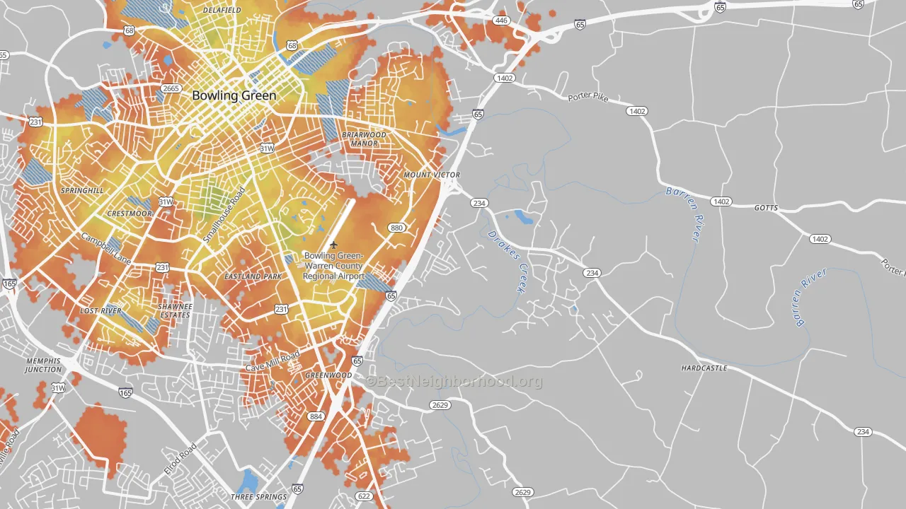 Bike Grade map of 42103, KY