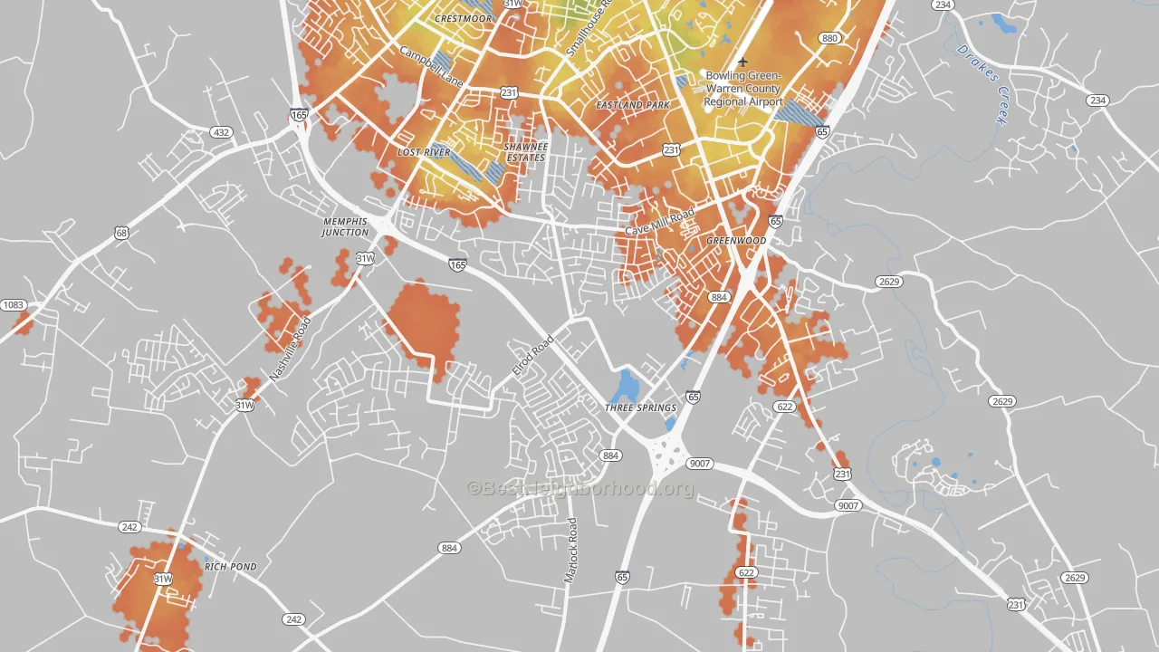 Bike Grade map of 42104, KY