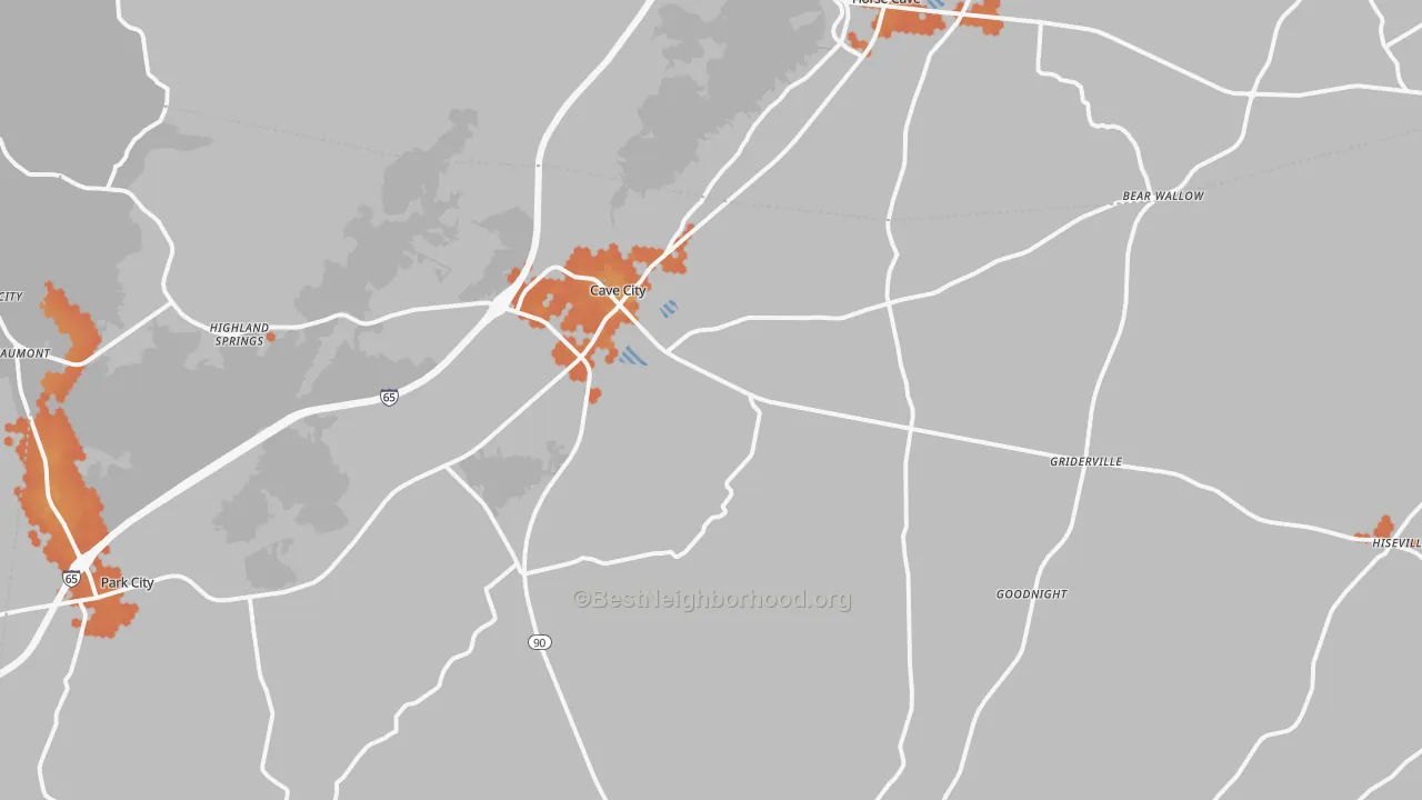 Bike Grade map of 42127, KY