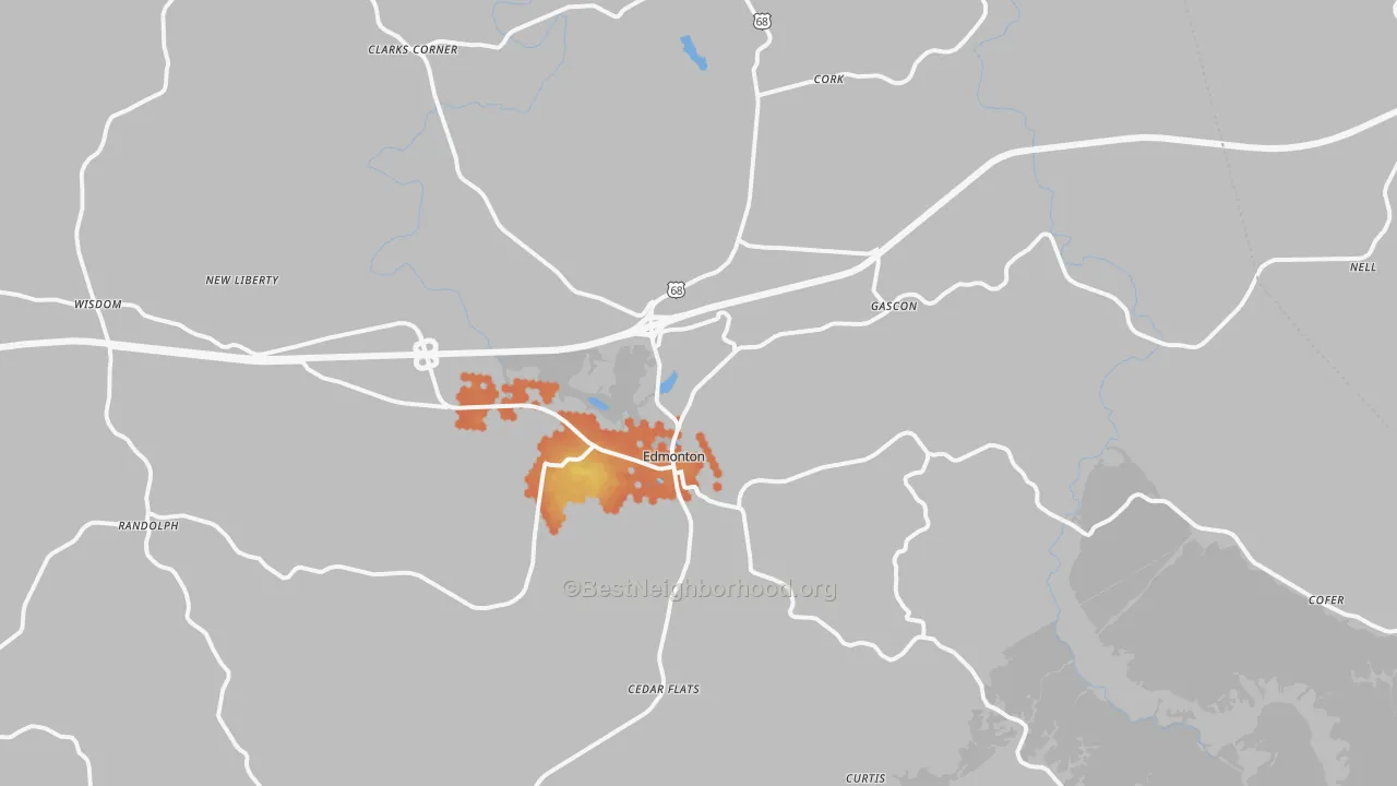 Bike Grade map of 42129, KY