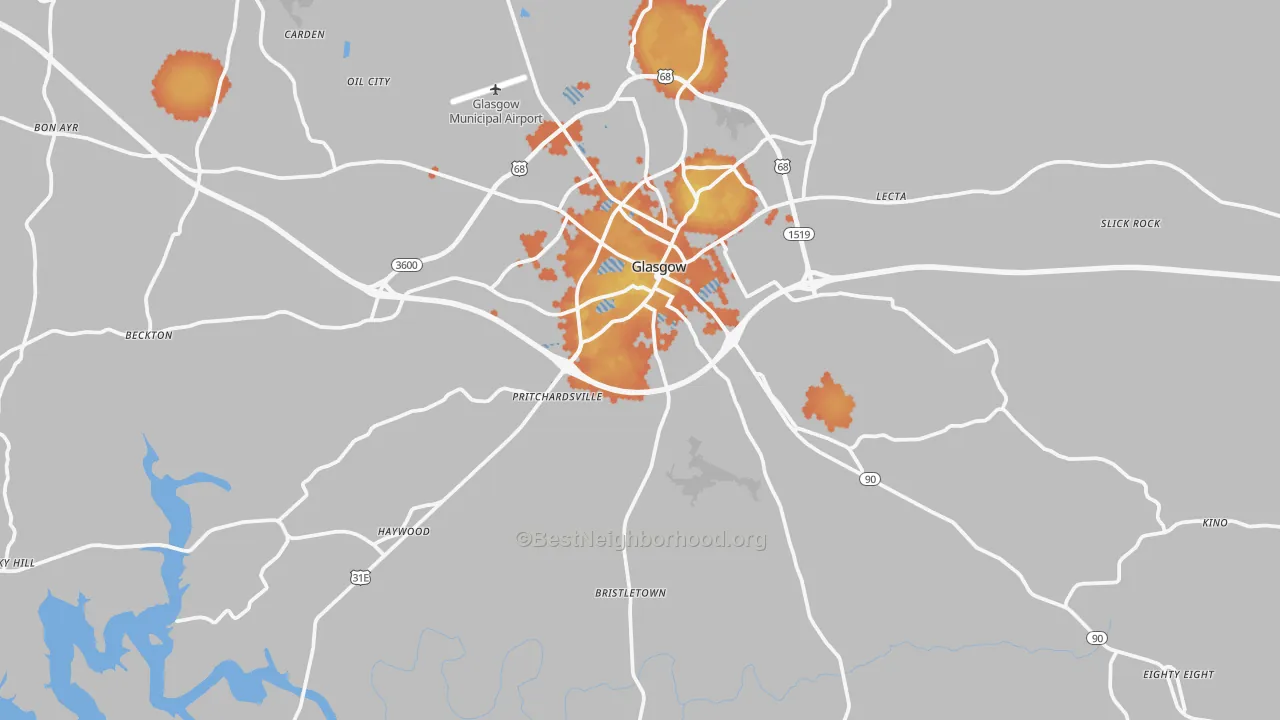 Bike Grade map of 42141, KY
