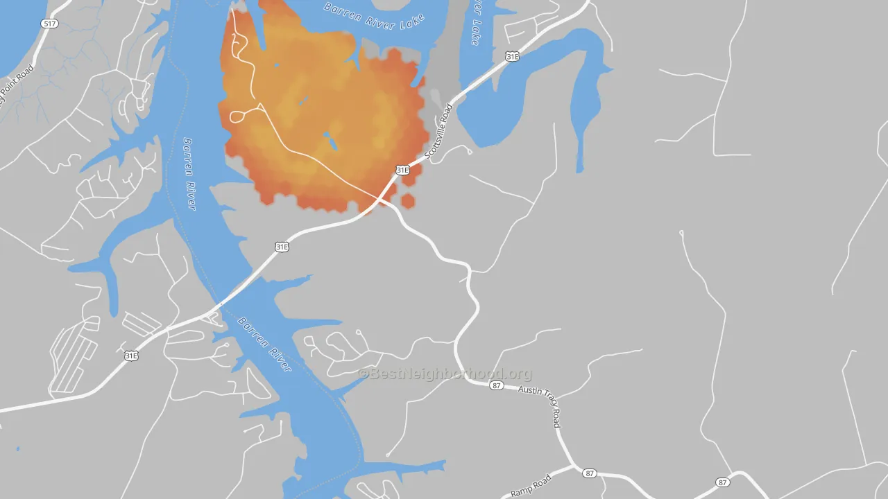 Bike Grade map of 42156, KY