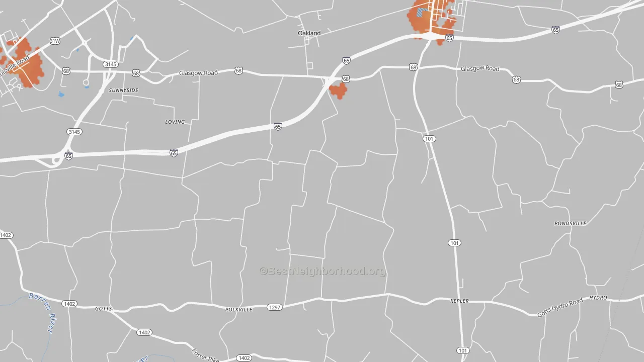Bike Grade map of 42159, KY