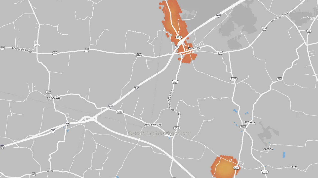 Bike Grade map of 42160, KY