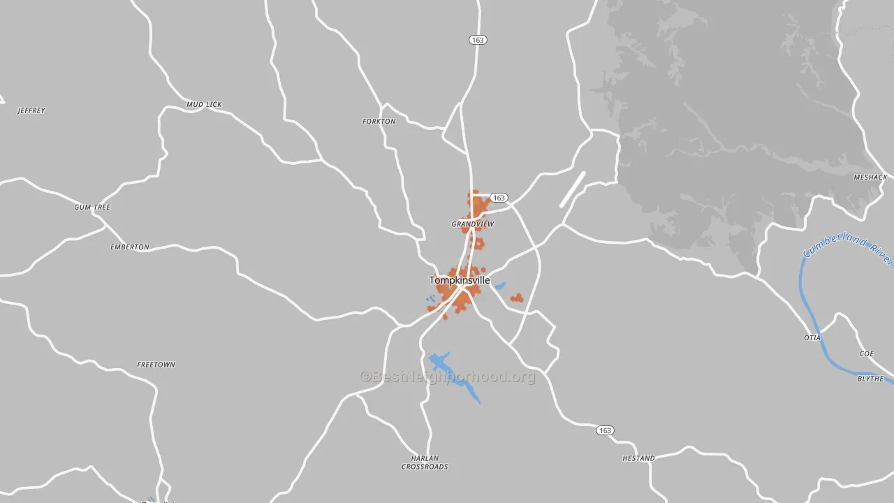 Bike Grade map of 42167, KY