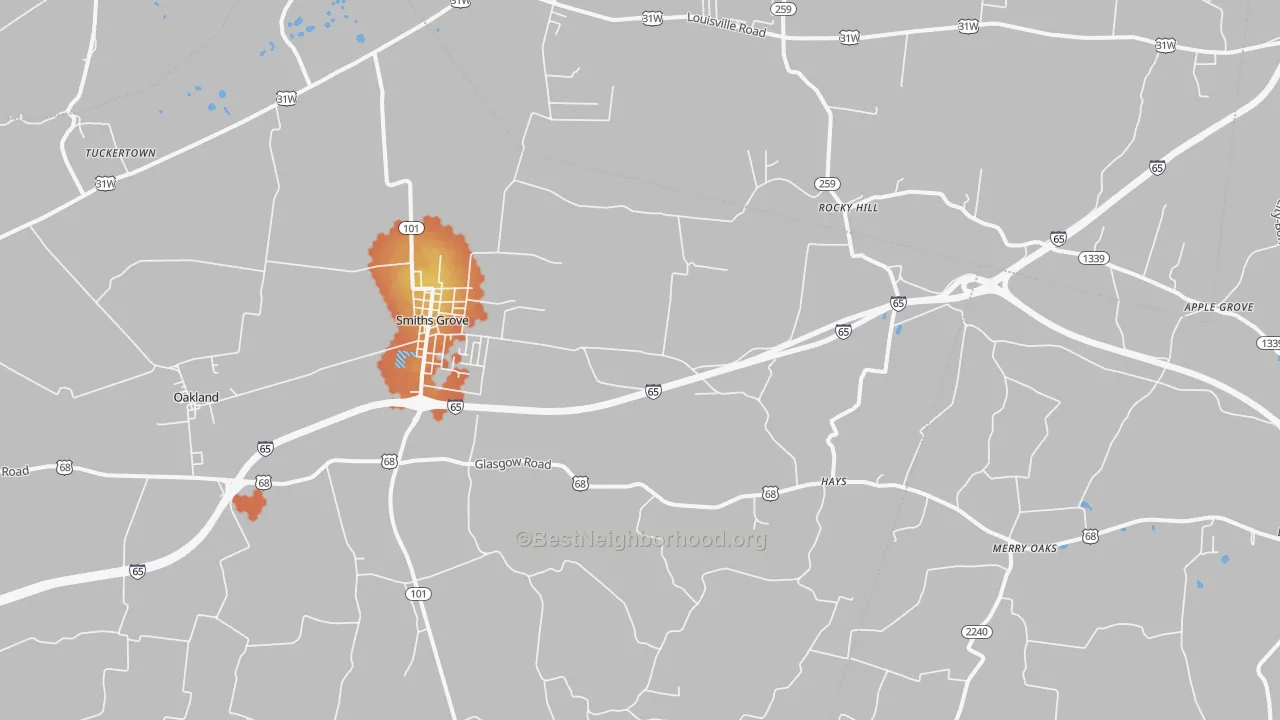 Bike Grade map of 42171, KY