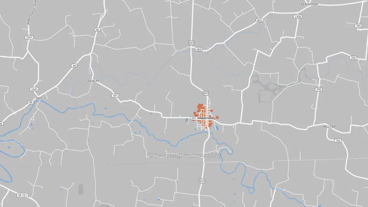 Bike Grade map of 42202, KY