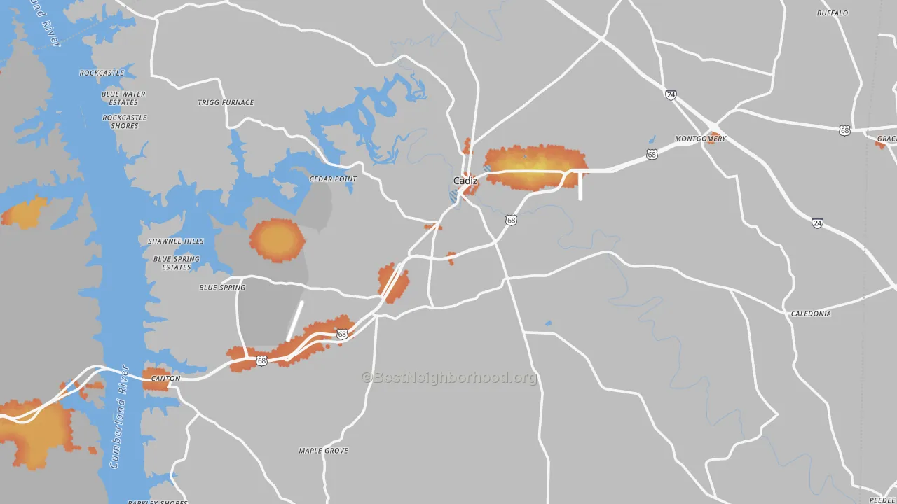 Bike Grade map of 42211, KY