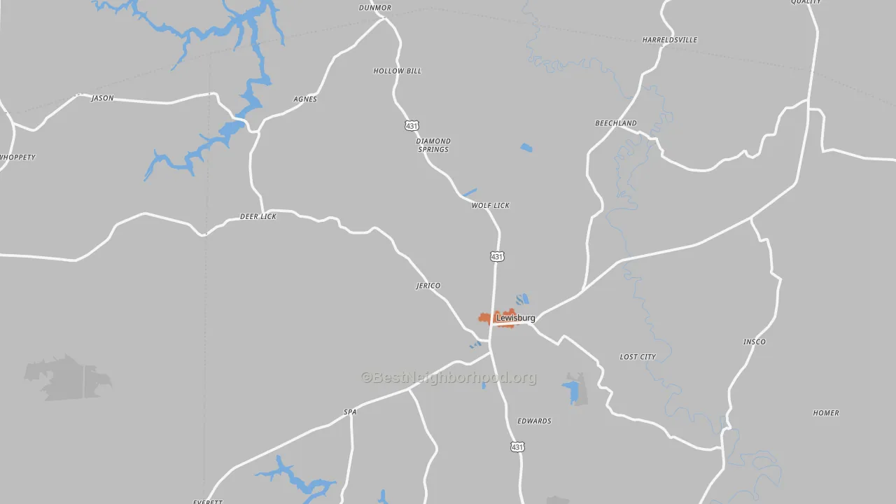 Bike Grade map of 42256, KY
