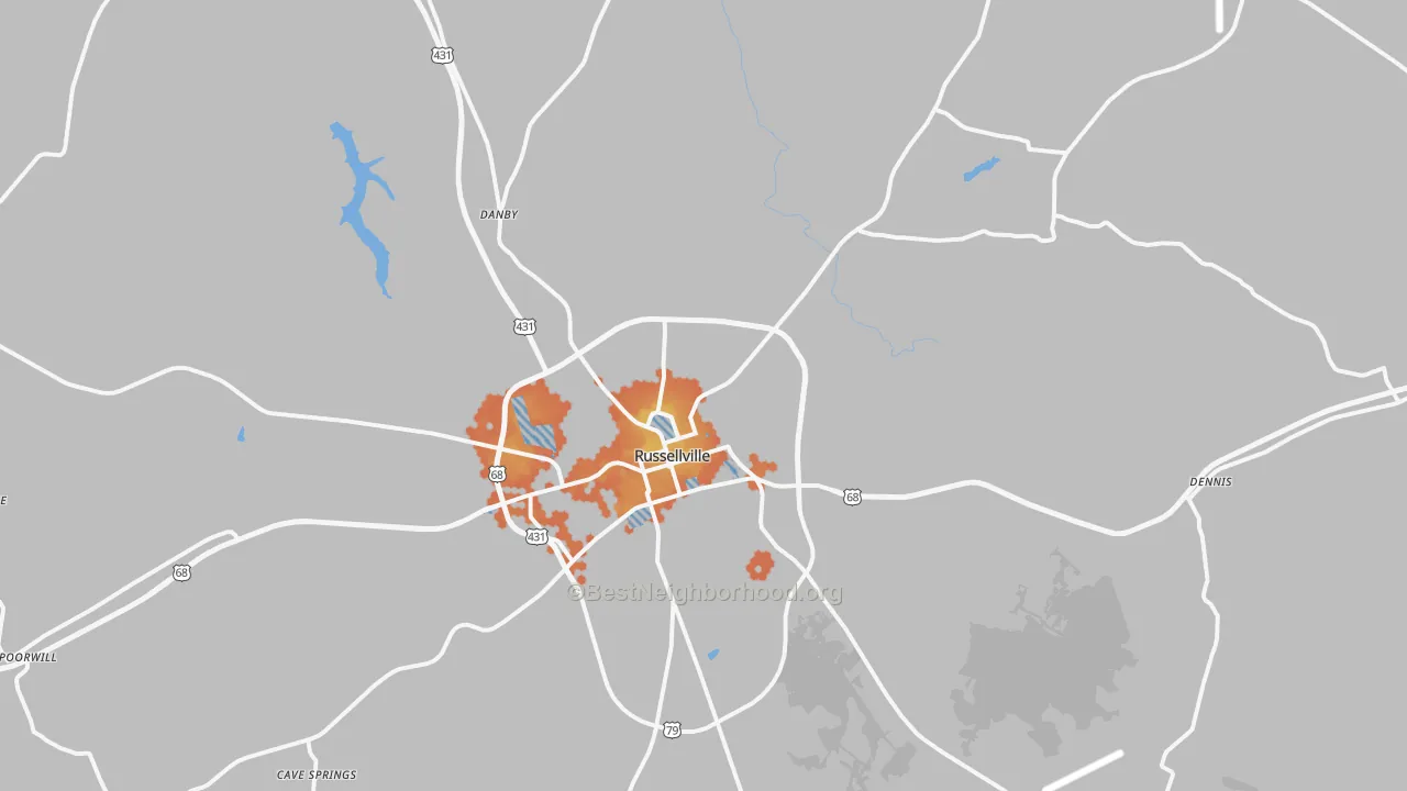 Bike Grade map of 42276, KY
