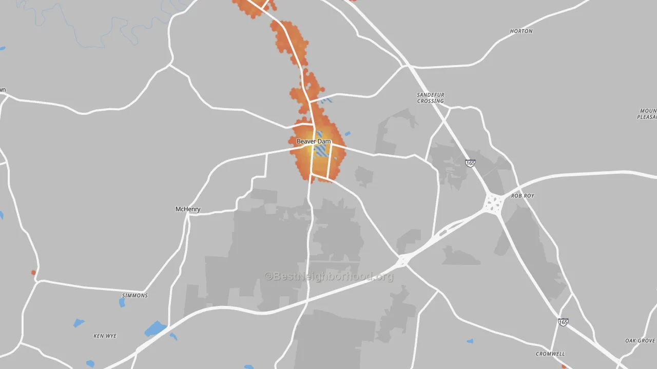 Bike Grade map of 42320, KY