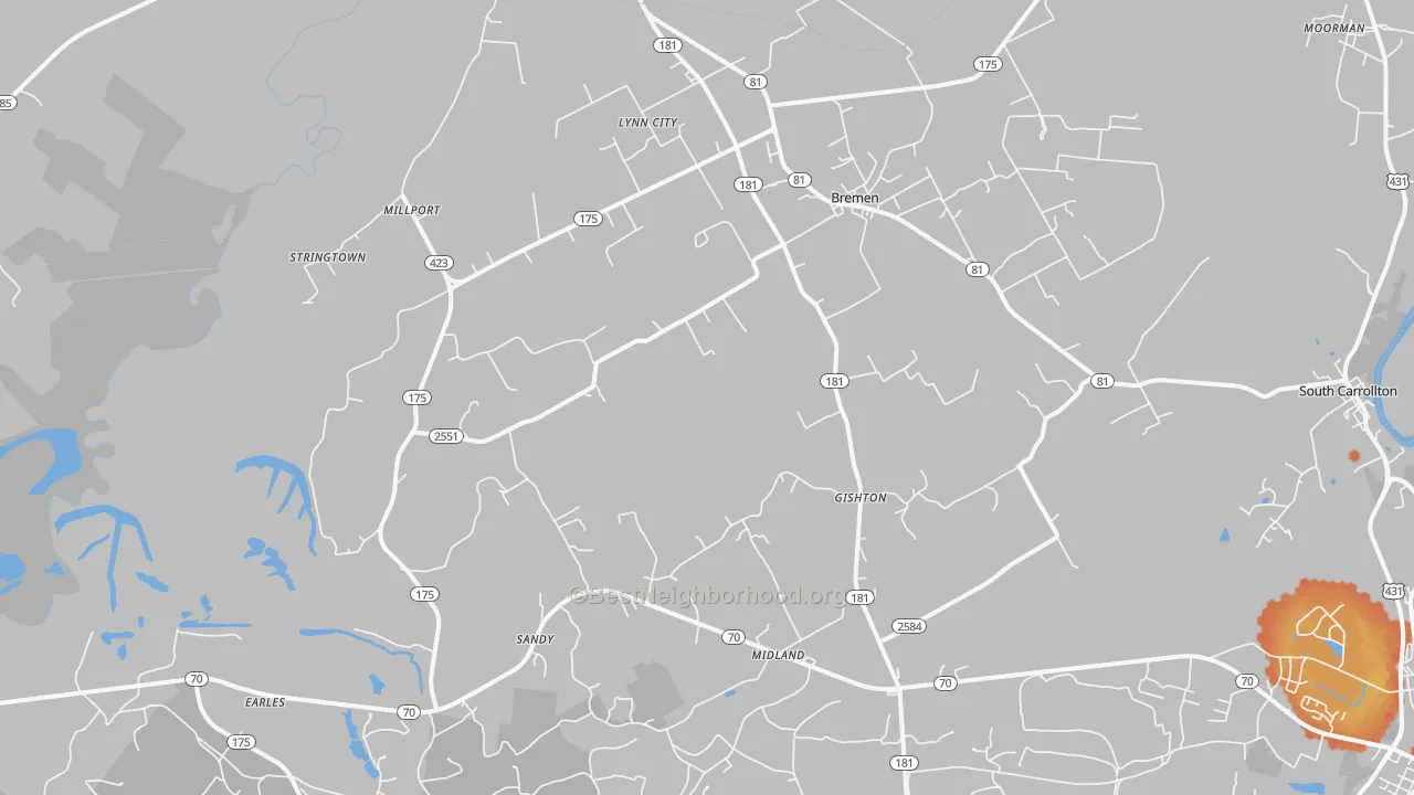 Bike Grade map of 42325, KY