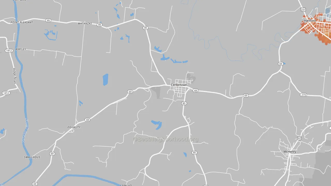 Bike Grade map of 42328, KY