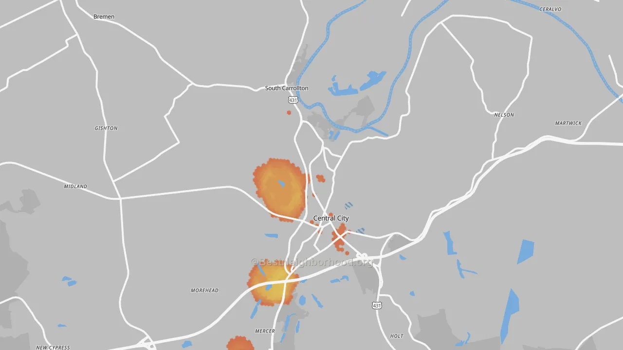 Bike Grade map of 42330, KY