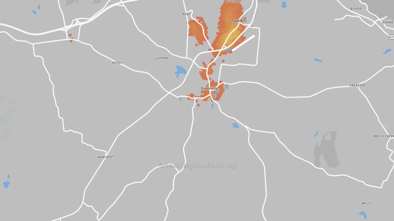 Bike Grade map of 42345, KY