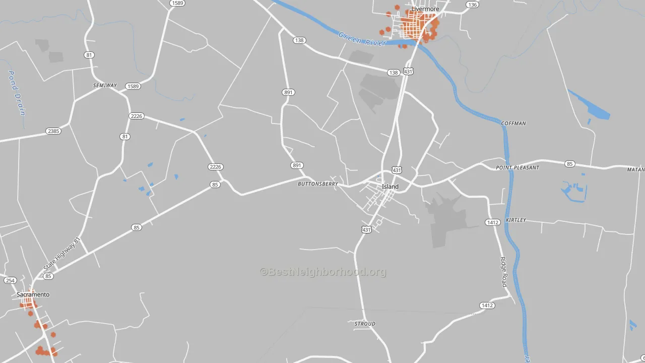Bike Grade map of 42350, KY