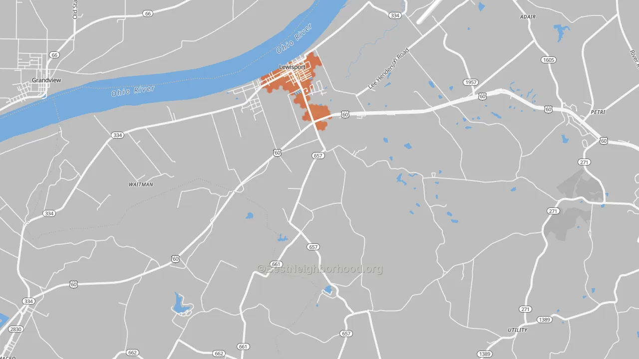 Bike Grade map of 42351, KY
