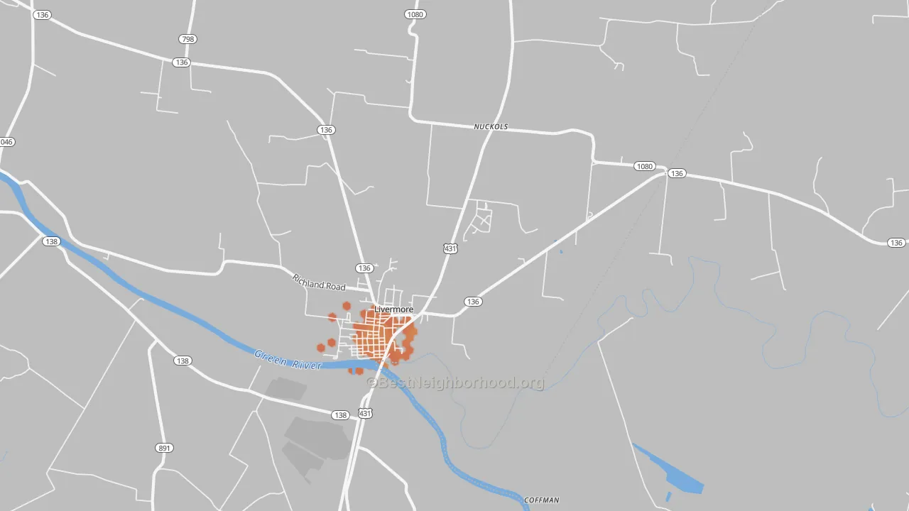 Bike Grade map of 42352, KY