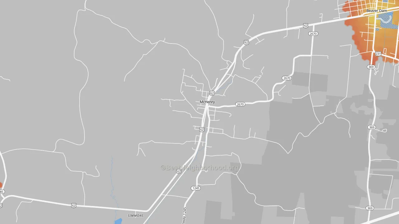 Bike Grade map of 42354, KY