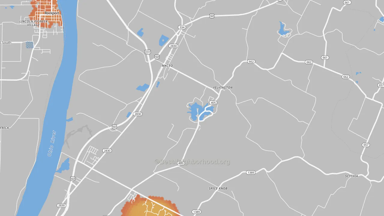 Bike Grade map of 42355, KY
