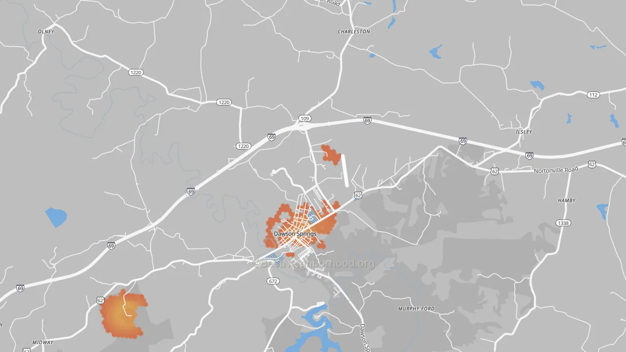 Bike Grade map of 42408, KY
