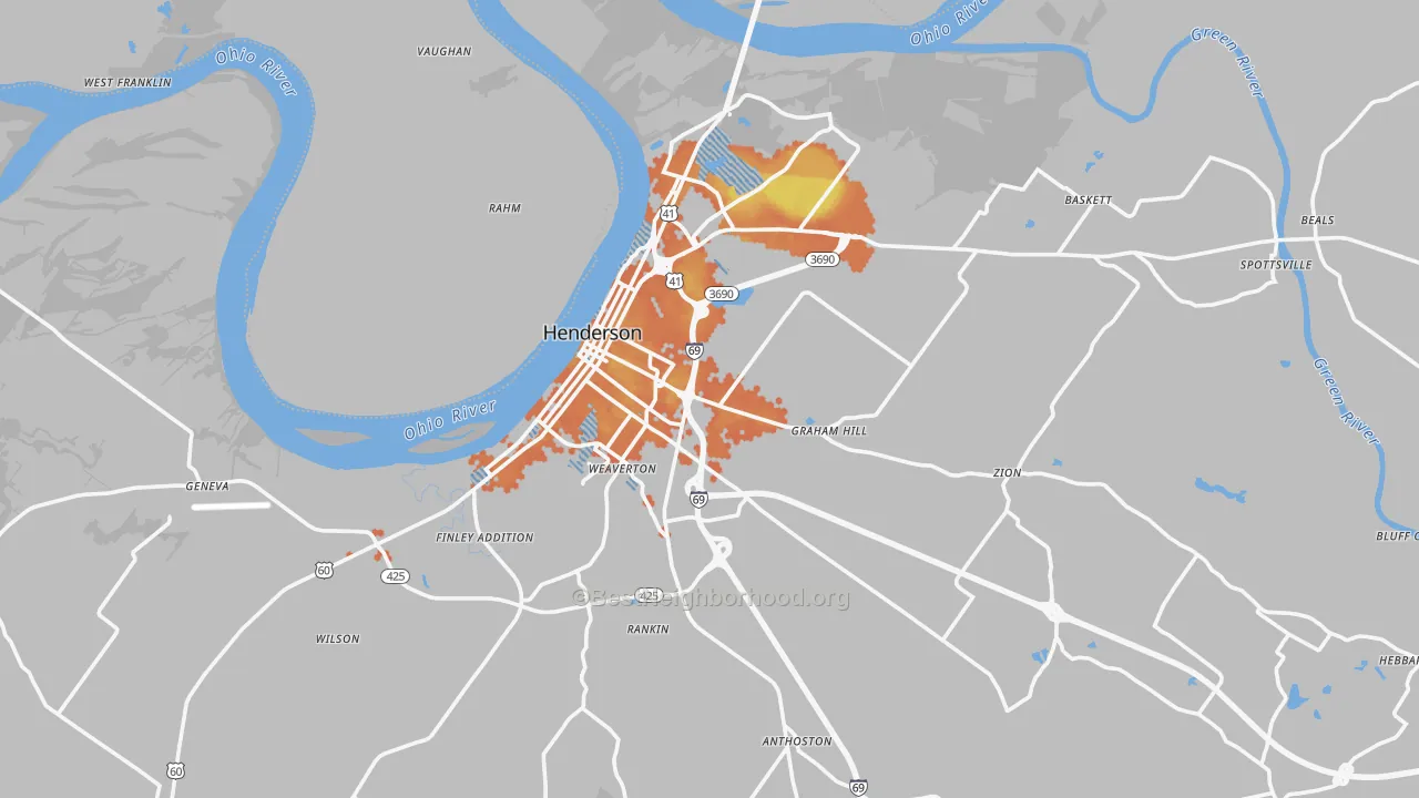 Bike Grade map of 42420, KY