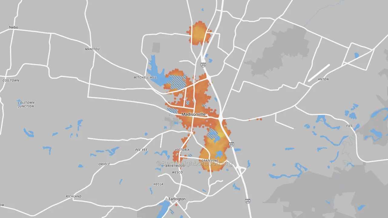 Bike Grade map of 42431, KY