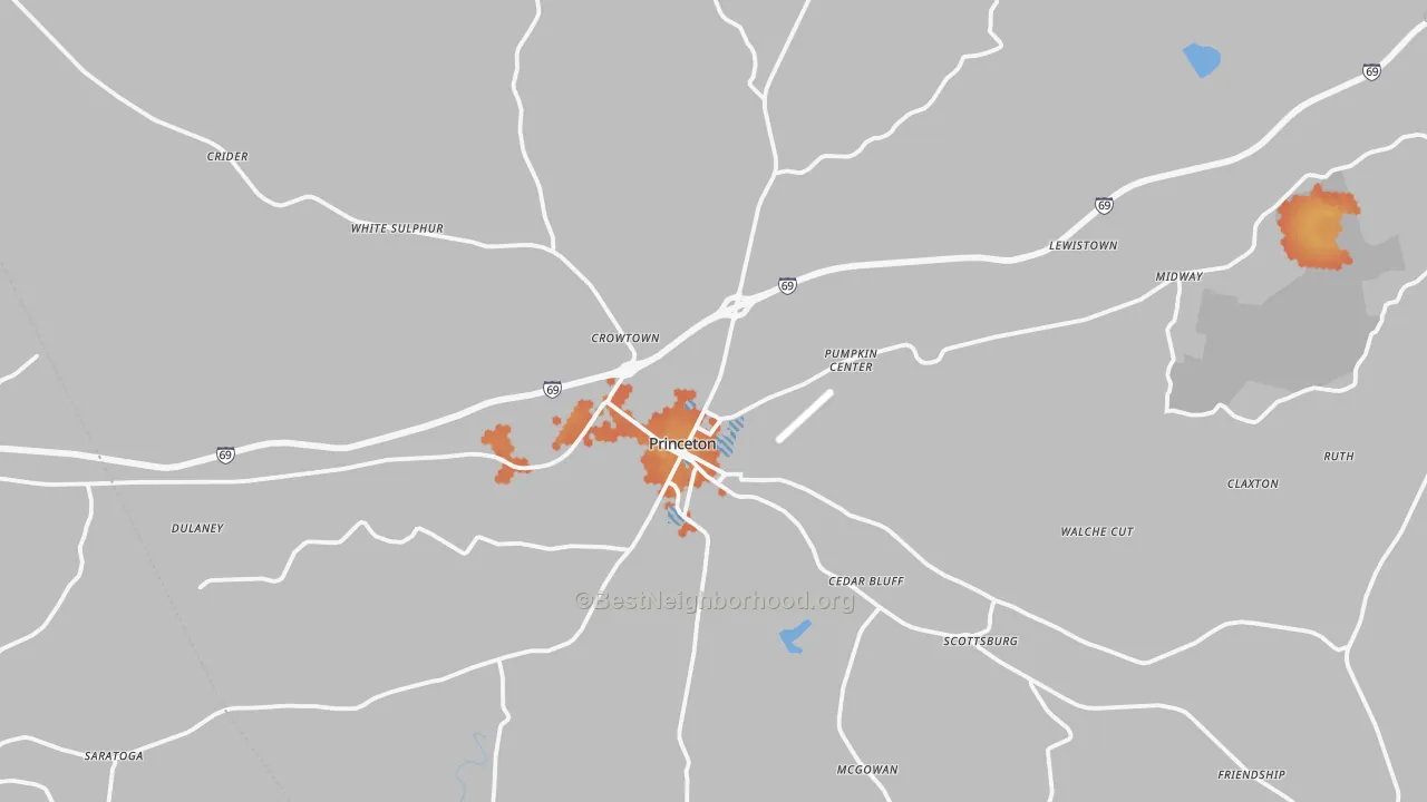 Bike Grade map of 42445, KY