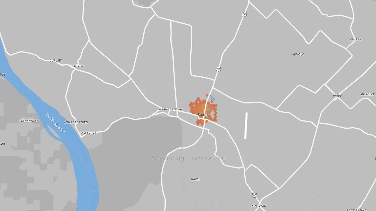 Bike Grade map of 42459, KY
