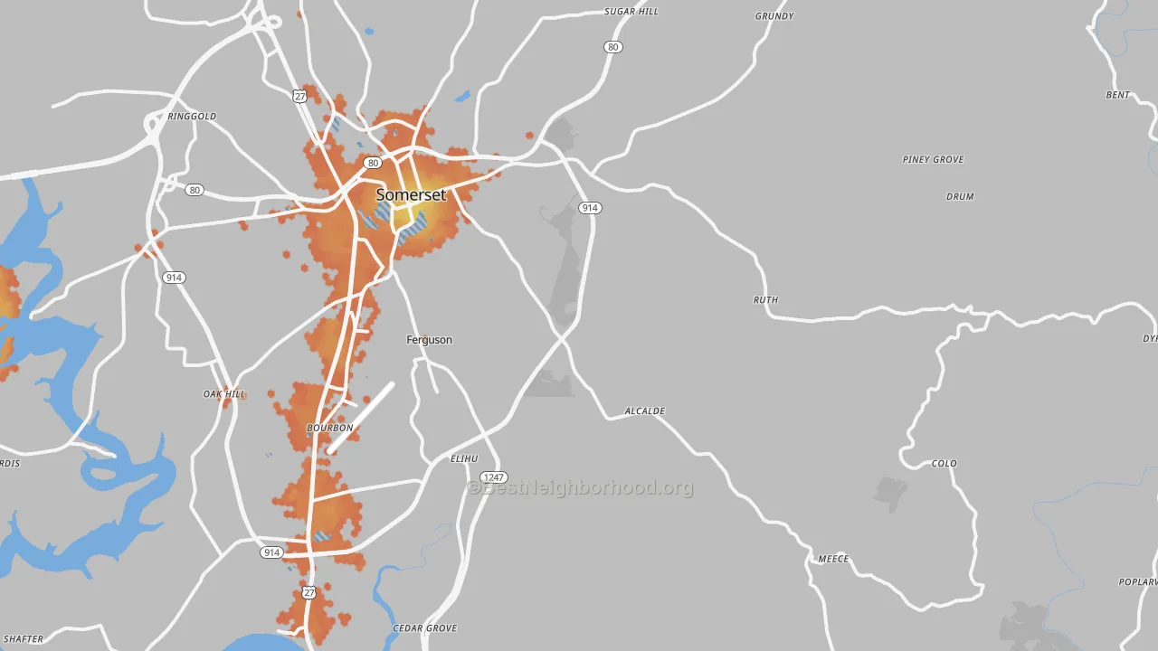 Bike Grade map of 42501, KY