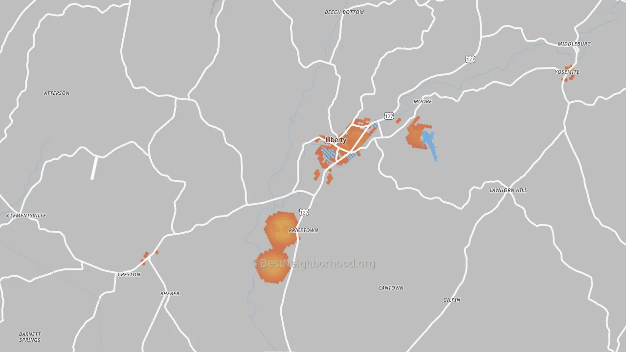 Bike Grade map of 42539, KY