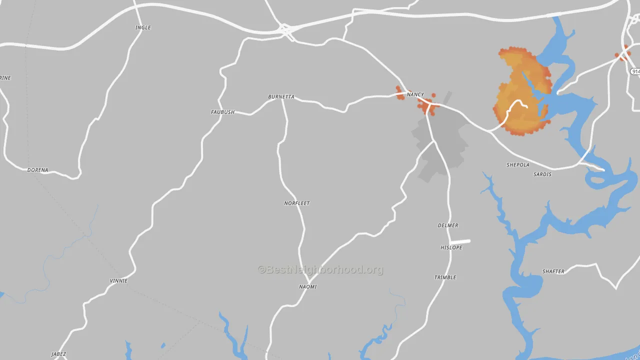 Bike Grade map of 42544, KY