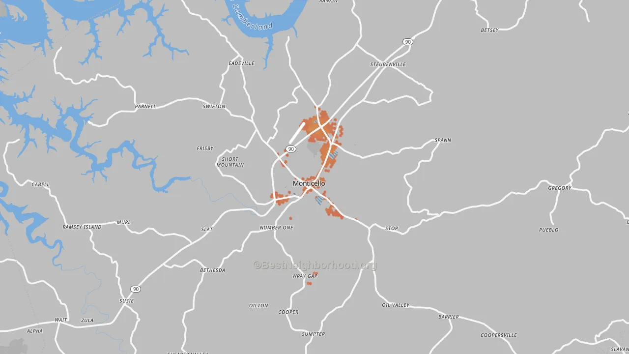 Bike Grade map of 42633, KY