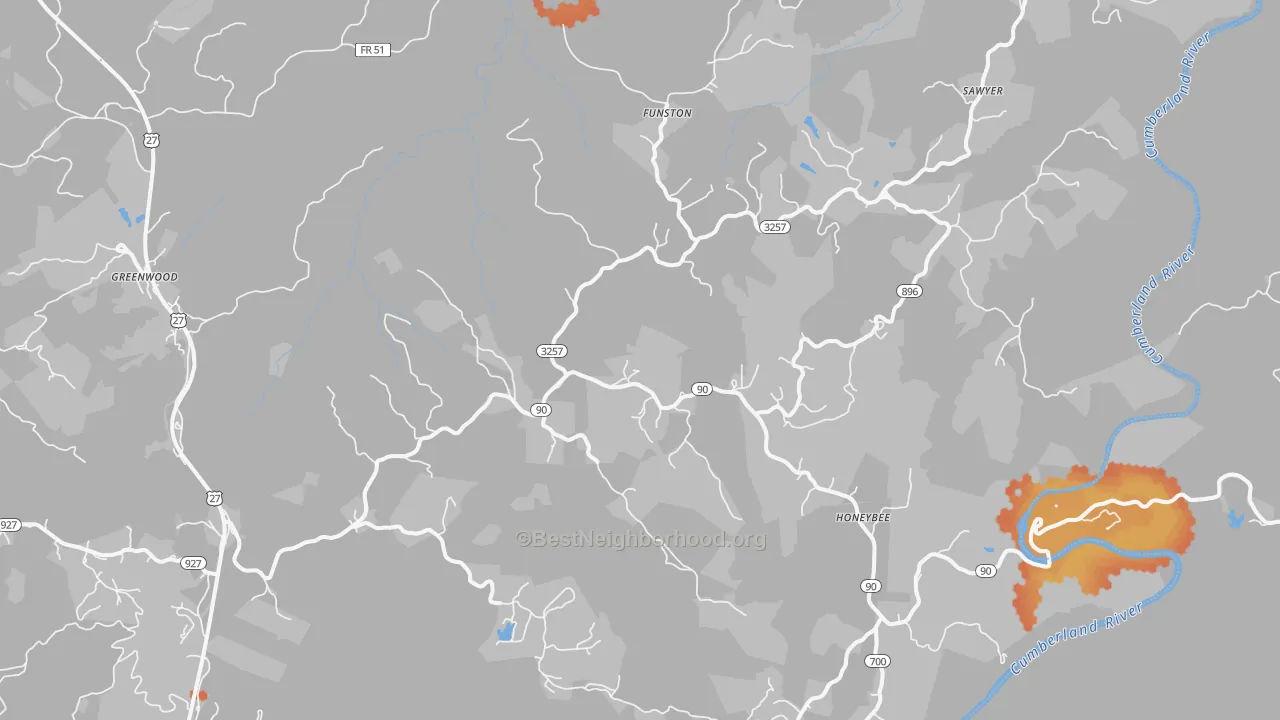 Bike Grade map of 42634, KY