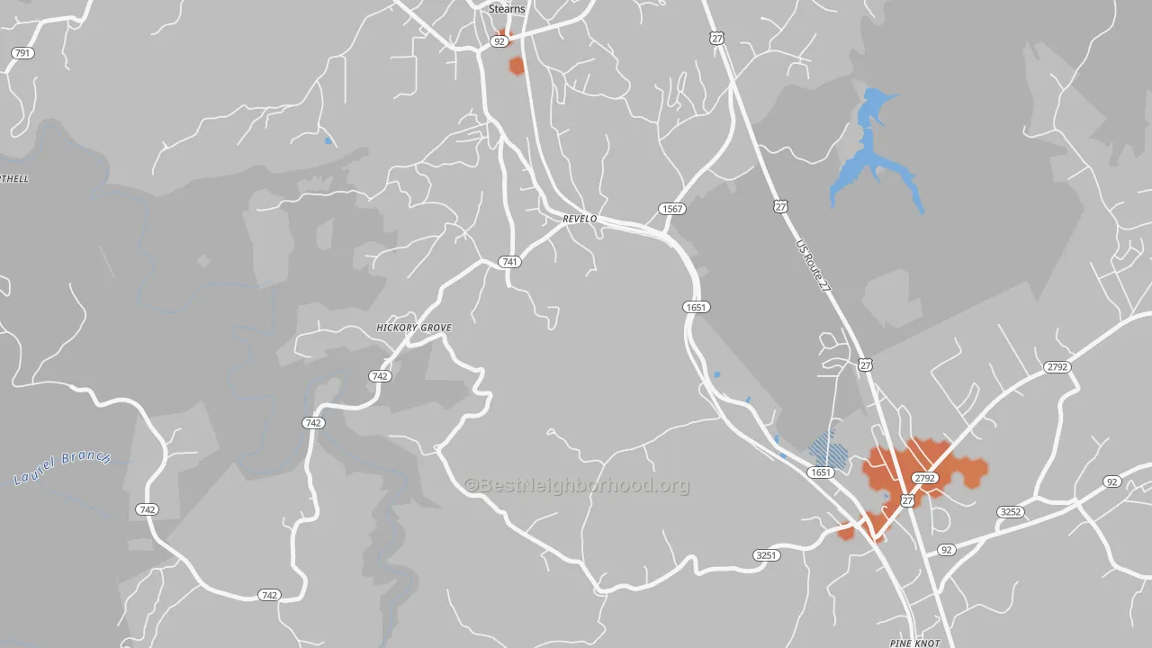 Bike Grade map of 42638, KY