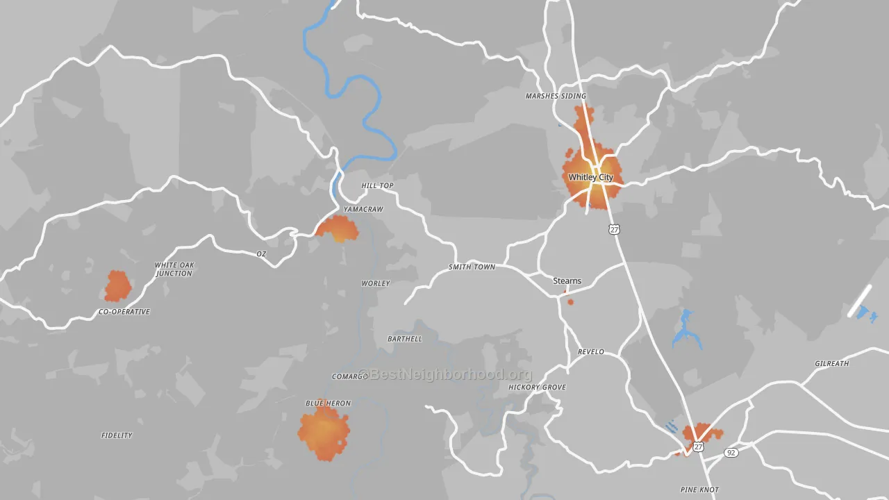 Bike Grade map of 42647, KY