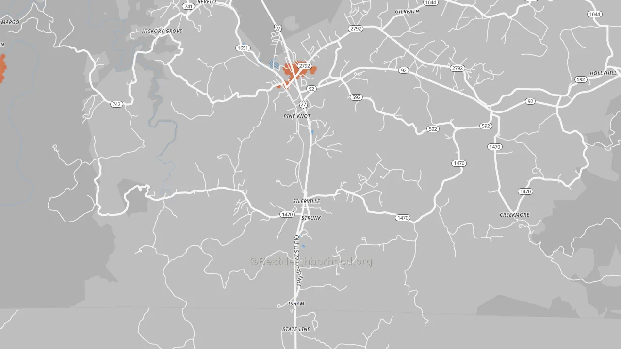 Bike Grade map of 42649, KY