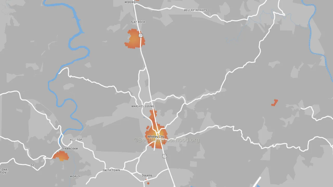 Bike Grade map of 42653, KY