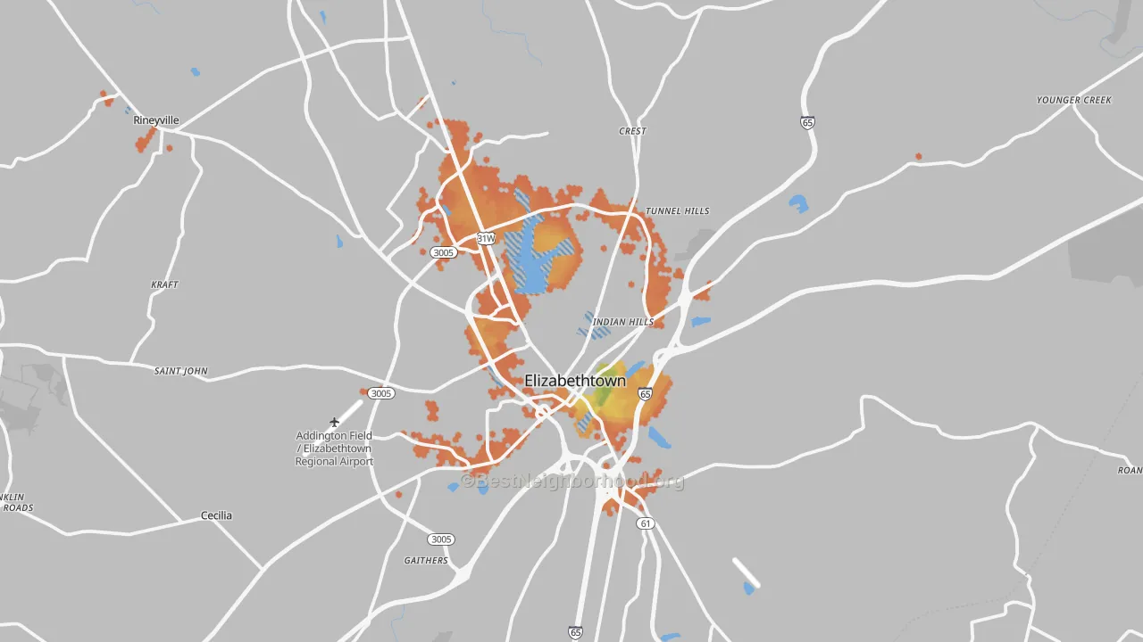 Bike Grade map of 42701, KY