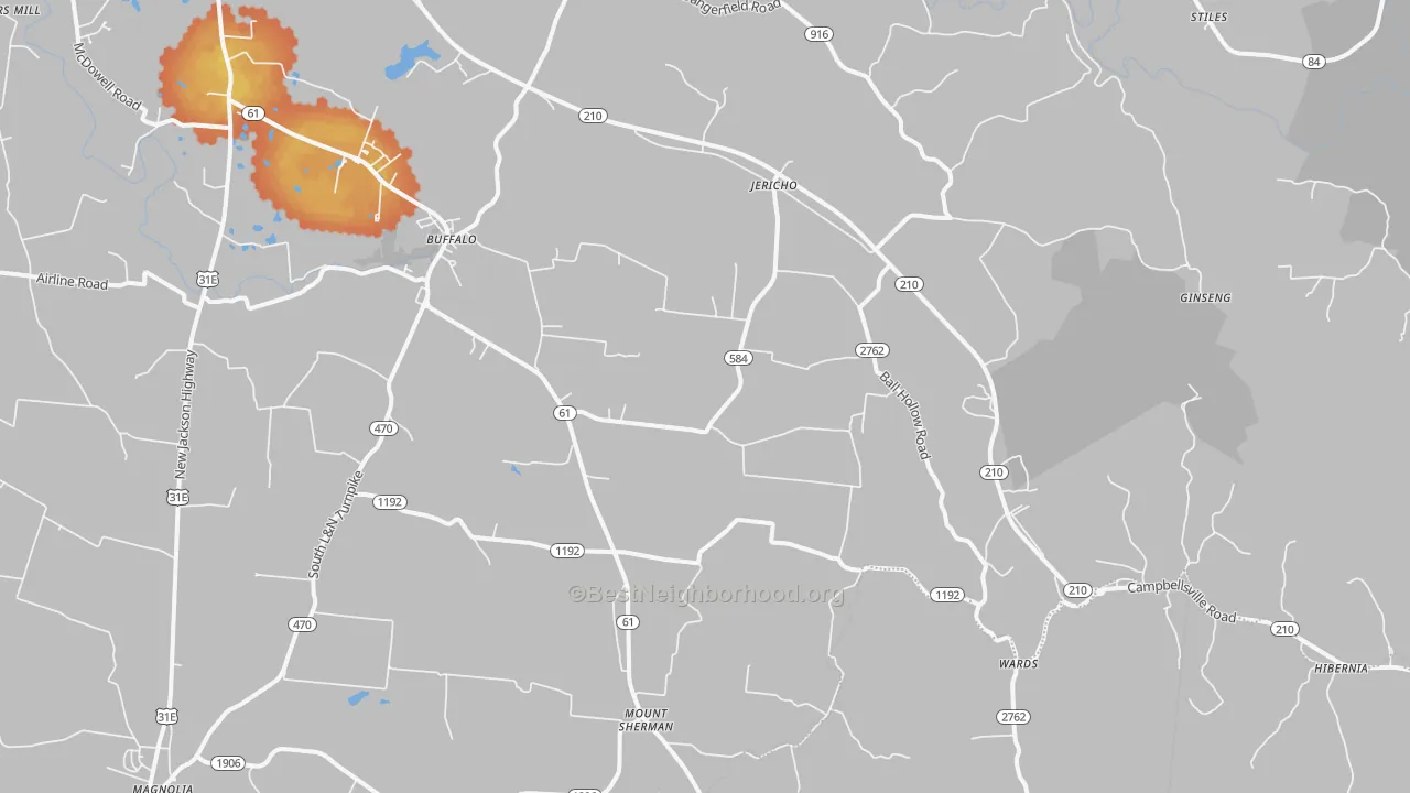 Bike Grade map of 42716, KY
