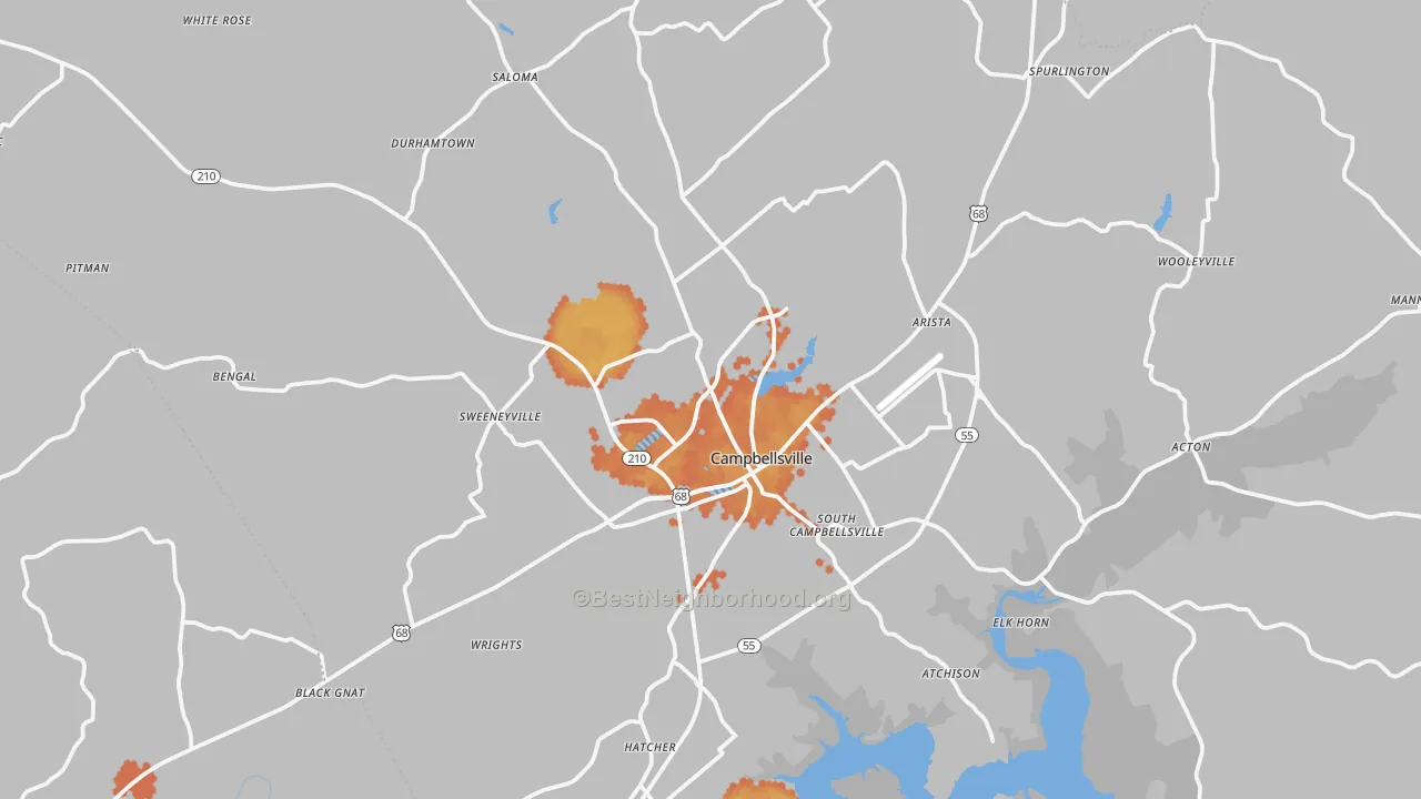Bike Grade map of 42718, KY