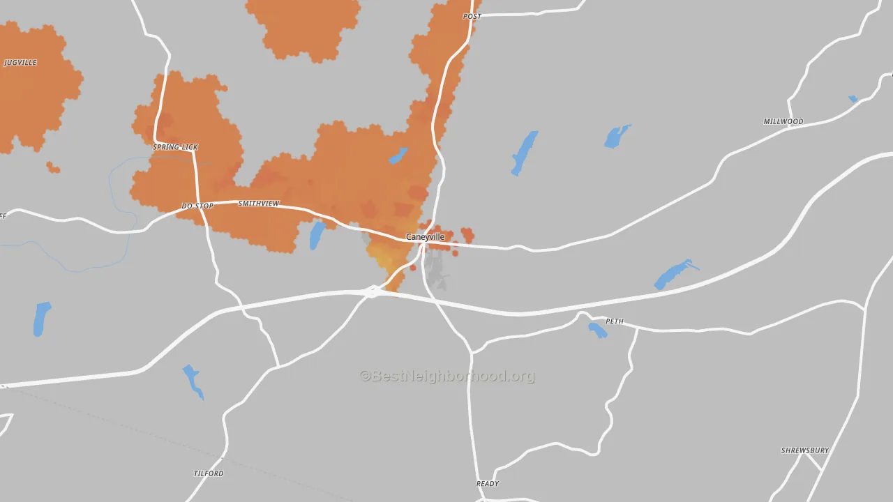 Bike Grade map of 42721, KY