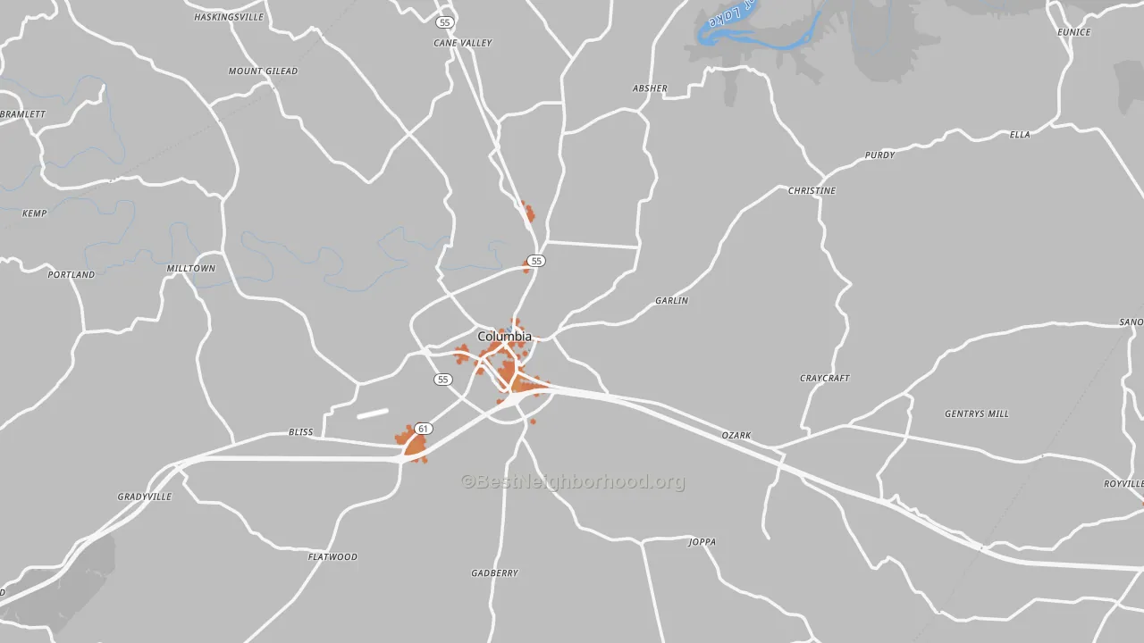 Bike Grade map of 42728, KY