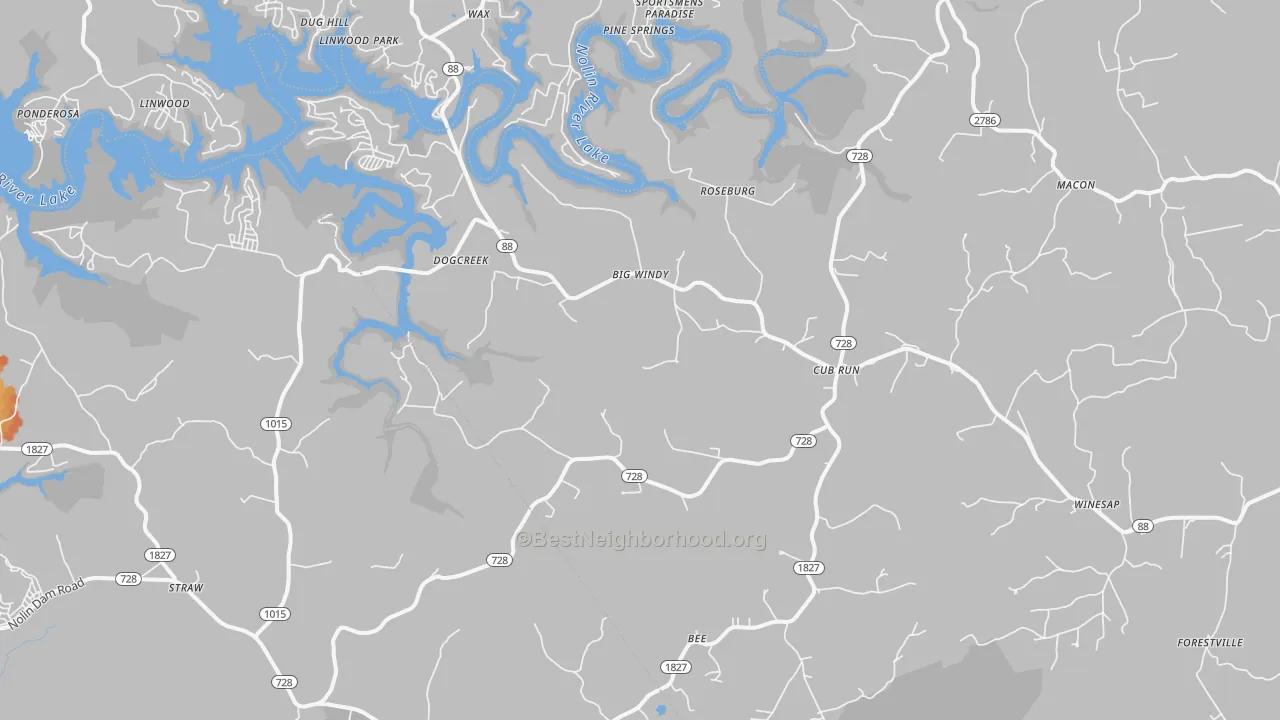 Bike Grade map of 42729, KY