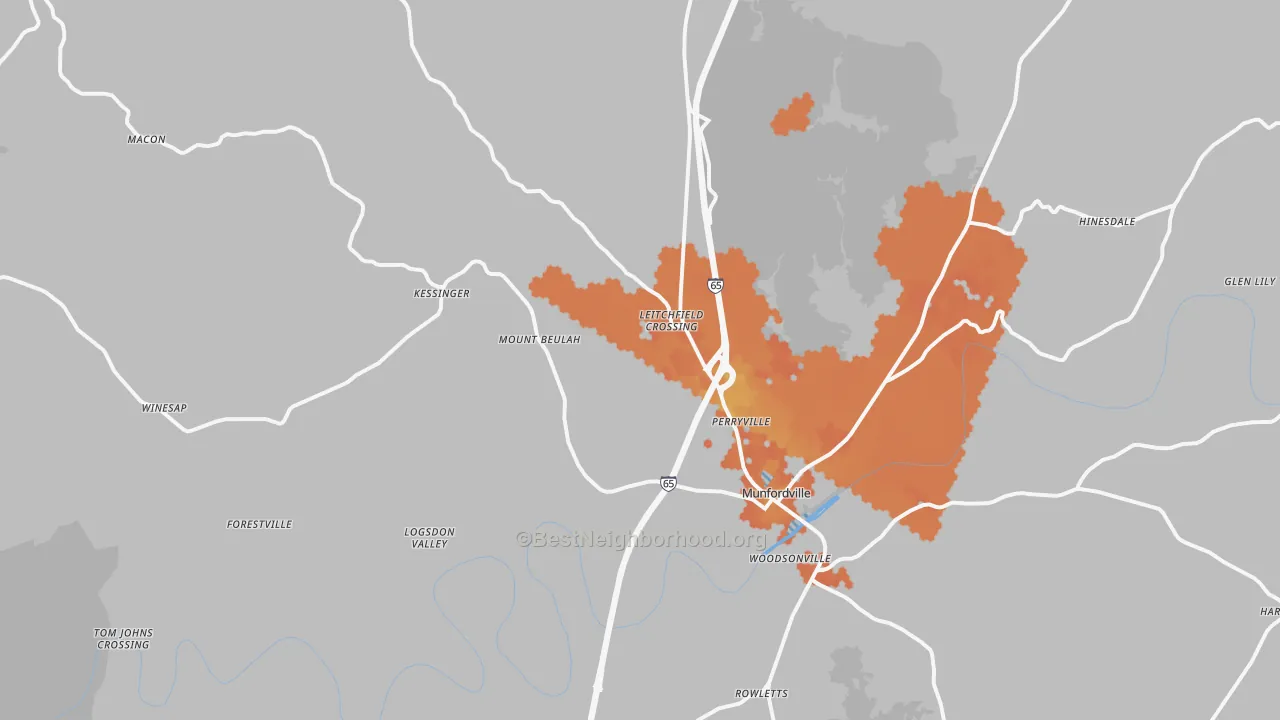 Bike Grade map of 42765, KY